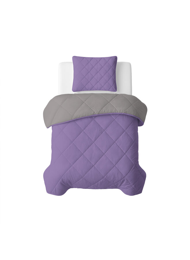 Sleeptime Lazy Dekbed Uni Lavendel/Taupe - Inclusief Kussenslopen - Microvezel