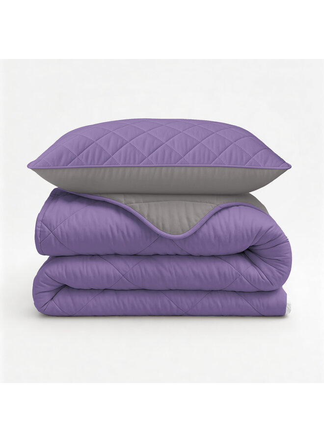 Sleeptime Lazy Dekbed Uni Lavendel/Taupe - Inclusief Kussenslopen - Microvezel