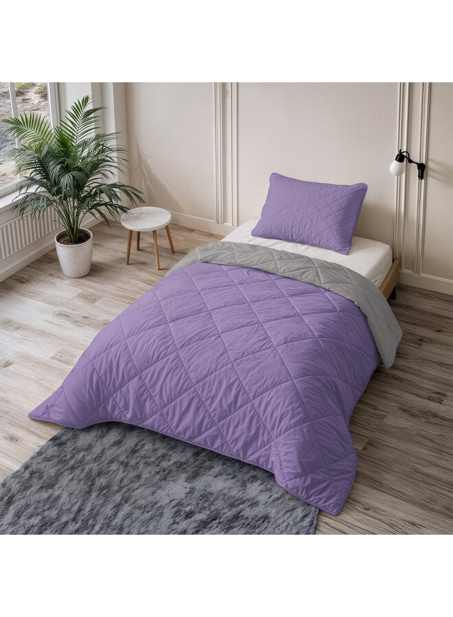 Sleeptime Lazy Dekbed Uni Lavendel/Taupe - Inclusief Kussenslopen - Microvezel