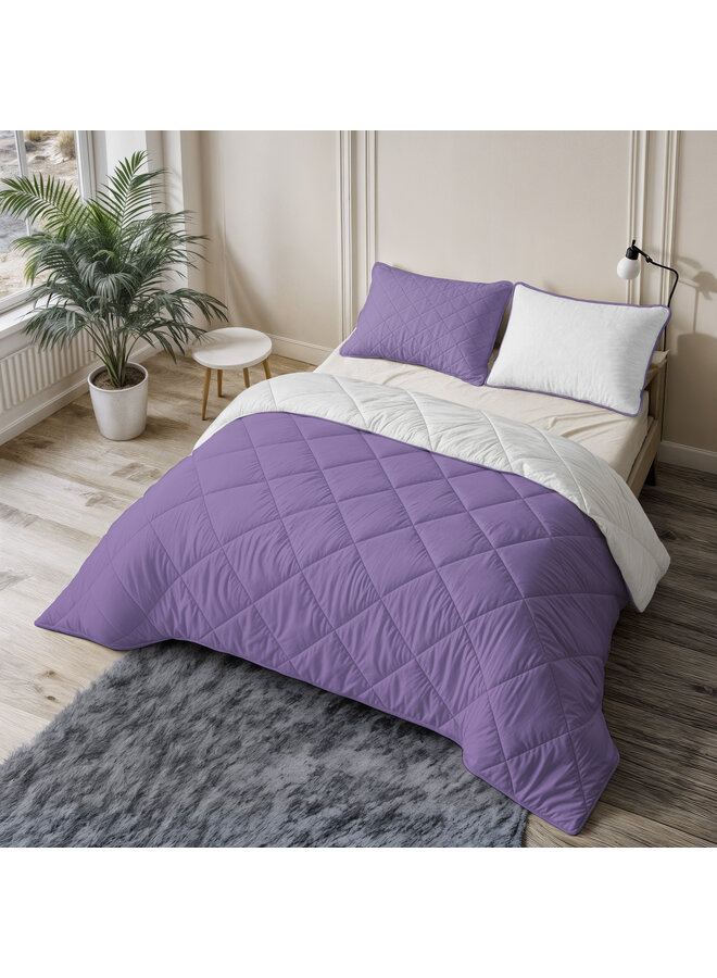 Sleeptime Lazy Dekbed Uni Beige/Lavendel - Inclusief Kussenslopen - Microvezel