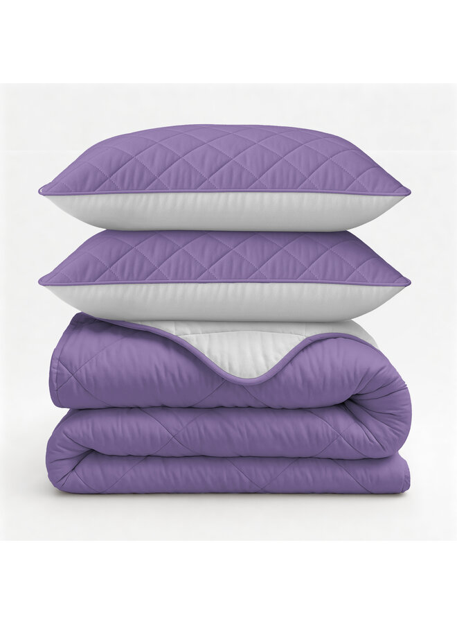 Sleeptime Lazy Dekbed Uni Beige/Lavendel - Inclusief Kussenslopen - Microvezel