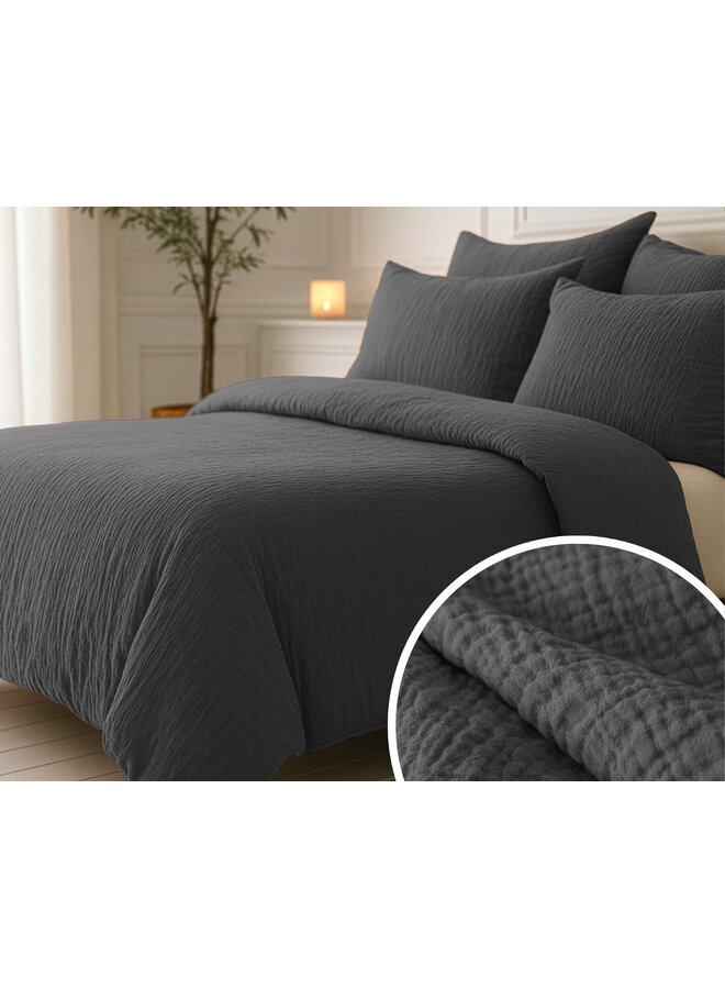Sleeptime Lazy Dekbed Antraciet - Met Kussenslopen - Moussline Katoen