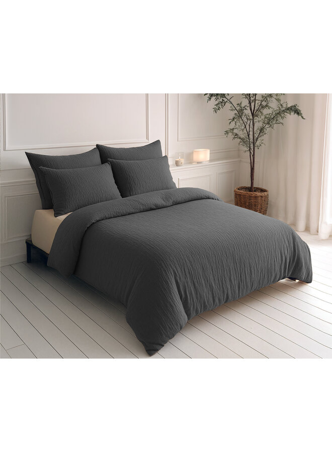 Sleeptime Lazy Dekbed Antraciet - Met Kussenslopen - Moussline Katoen