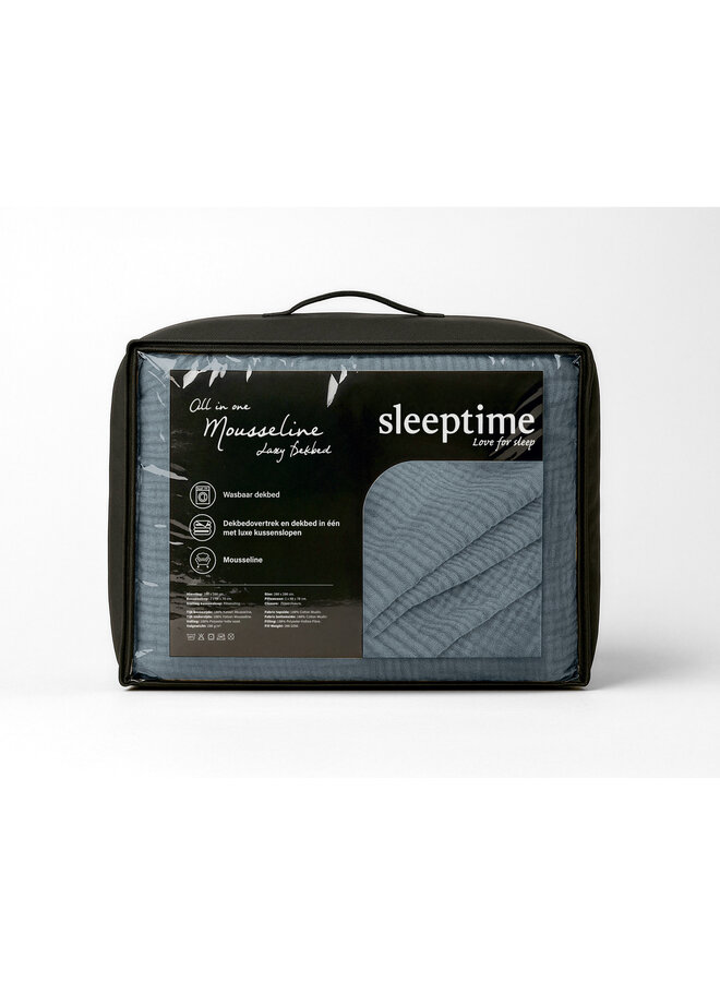 Sleeptime Lazy Dekbed Groen - Met Kussenslopen - Moussline Katoen
