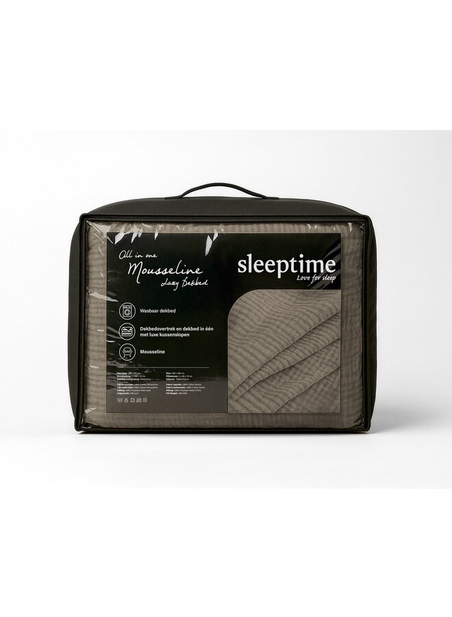 Sleeptime Lazy Dekbed Taupe - Met Kussenslopen - Moussline Katoen