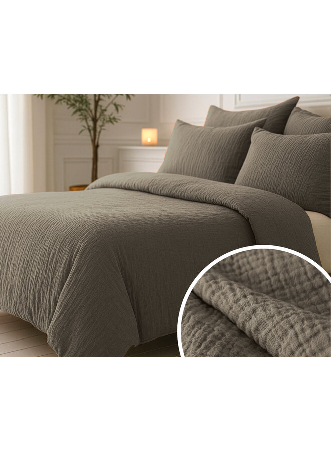 Sleeptime Lazy Dekbed Taupe - Met Kussenslopen - Moussline Katoen