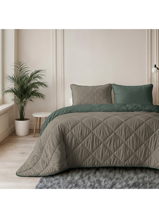 Sleeptime Lazy Dekbed Groen/Taupe- Met Kussenslopen - Microvezel