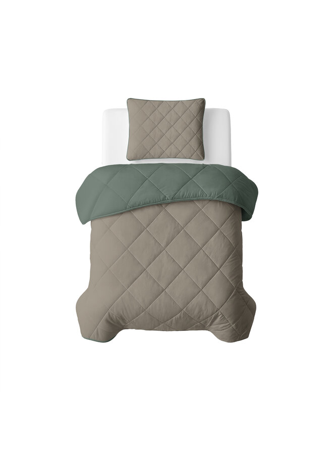 Sleeptime Lazy Dekbed Groen/Taupe- Met Kussenslopen - Microvezel