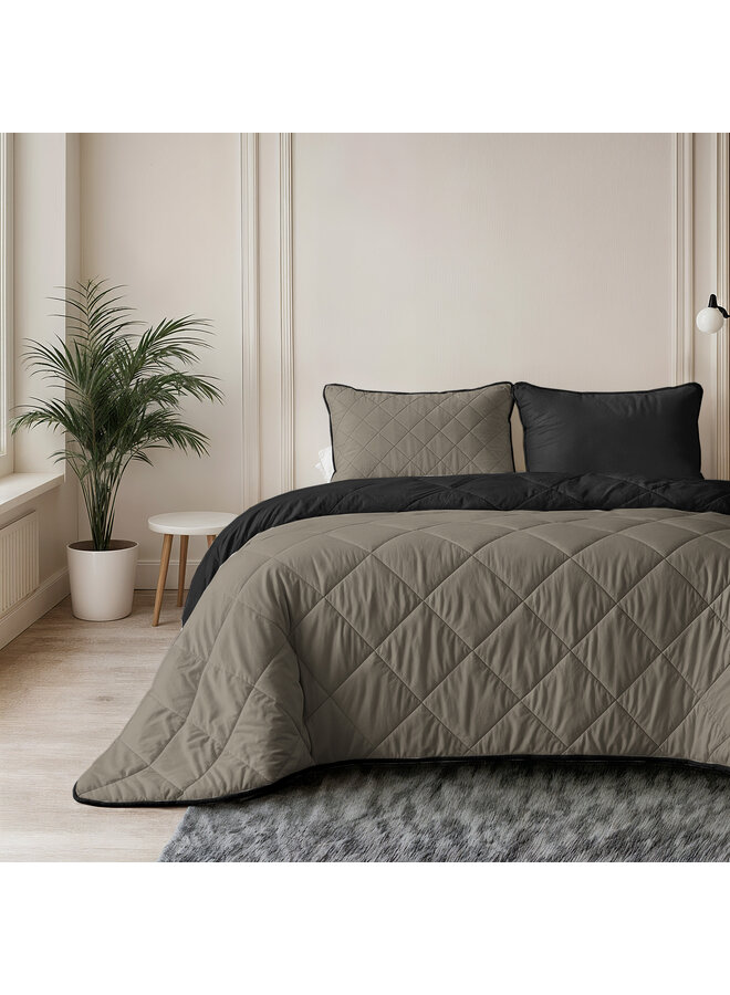 Sleeptime Lazy Dekbed Taupe/Zwart - Met Kussenslopen - Microvezel