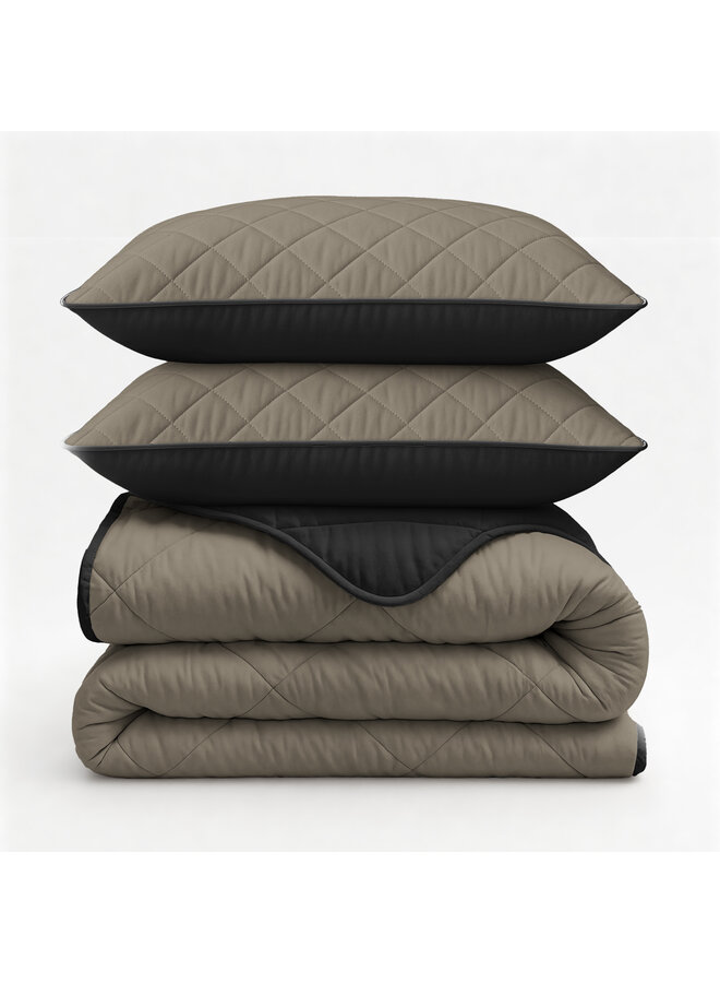 Sleeptime Lazy Dekbed Taupe/Zwart - Met Kussenslopen - Microvezel