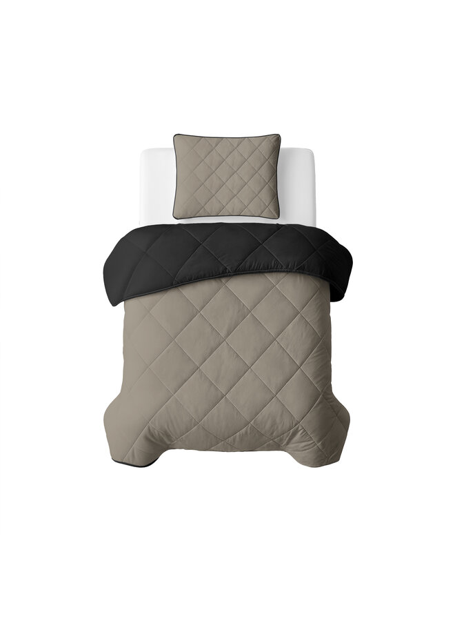 Sleeptime Lazy Dekbed Taupe/Zwart - Met Kussenslopen - Microvezel