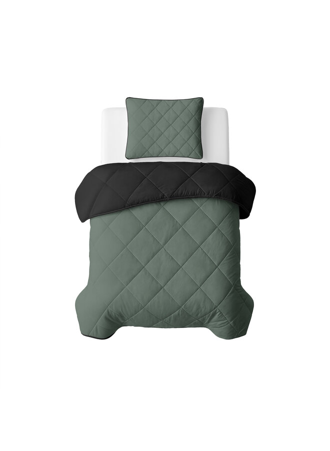 Sleeptime Lazy Dekbed Groen/Zwart - Met Kussenslopen - Microvezel