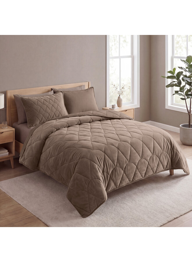 Sleeptime Lazy Dekbed Taupe/Bruin - Met Kussenslopen - Velvet