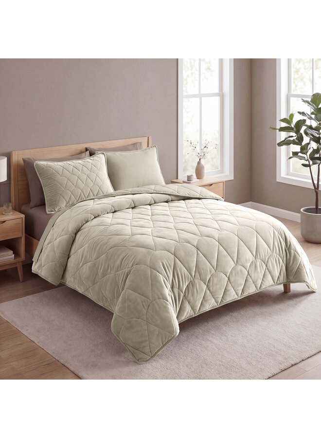 Sleeptime Lazy Dekbed Taupe/Grijs- Met Kussenslopen - Velvet