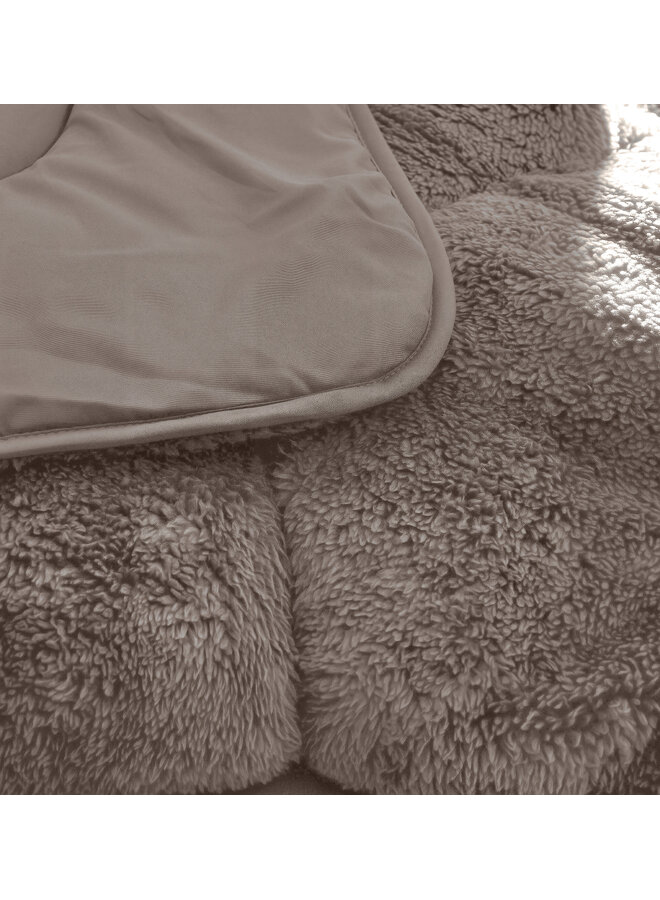 Sleeptime Lazy Dekbed Taupe/Grijs- Met Kussenslopen - Teddystof