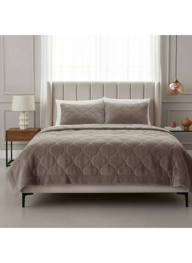 Sleeptime Lazy Dekbed Taupe/Grijs- Met Kussenslopen - Teddystof