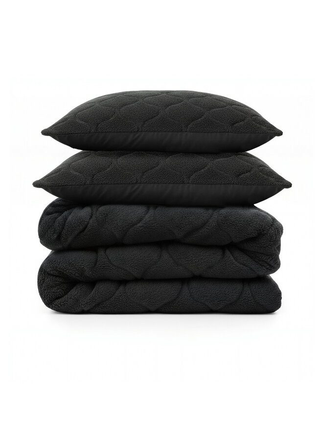 Sleeptime Lazy Dekbed Uni Zwart - Met Kussenslopen - Teddystof