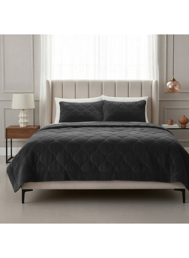 Sleeptime Lazy Dekbed Uni Zwart - Met Kussenslopen - Teddystof