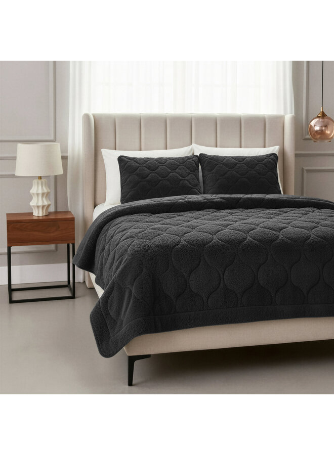 Sleeptime Lazy Dekbed Uni Zwart - Met Kussenslopen - Teddystof