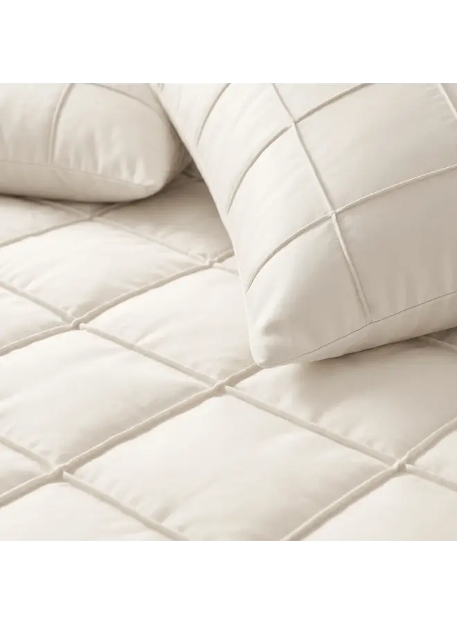 Sleeptime Dekbedovertrek Check Pintuck Beige - Microvezel