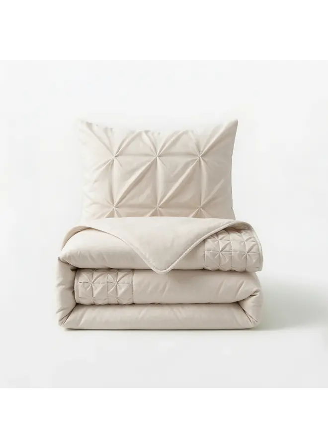 Sleeptime Dekbedovertrek Border Pintuck Beige - Microvezel