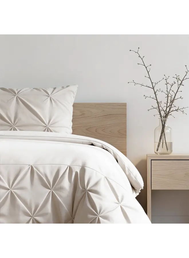 Sleeptime Dekbedovertrek Border Pintuck Beige - Microvezel
