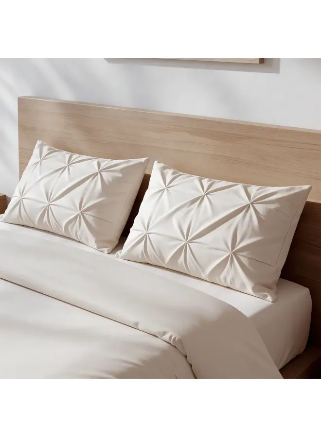 Sleeptime Dekbedovertrek Border Pintuck Beige - Microvezel