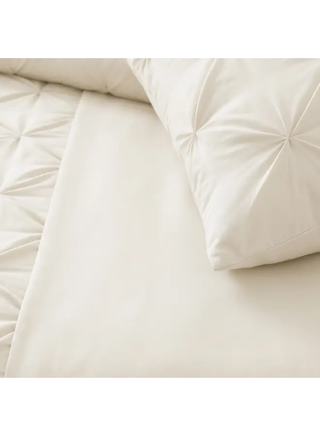 Sleeptime Dekbedovertrek Border Pintuck Beige - Microvezel