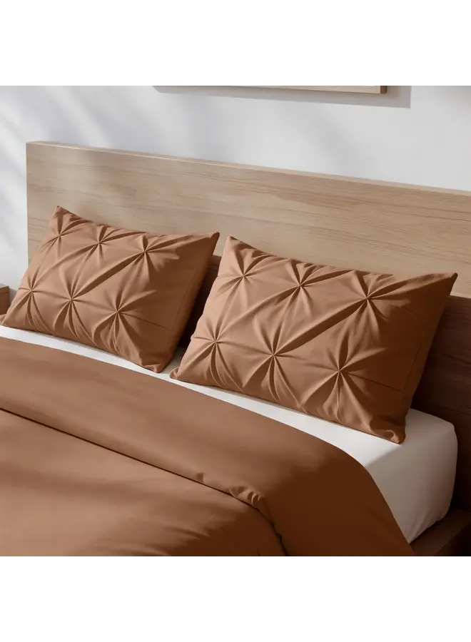 Sleeptime Dekbedovertrek Border Pintuck Mocha - Microvezel