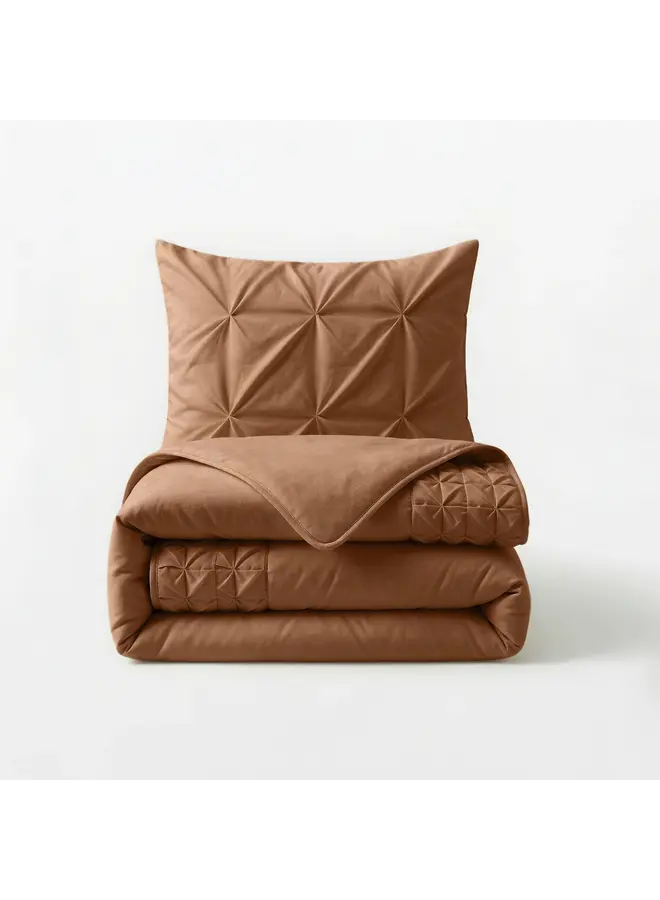 Sleeptime Dekbedovertrek Border Pintuck Mocha - Microvezel