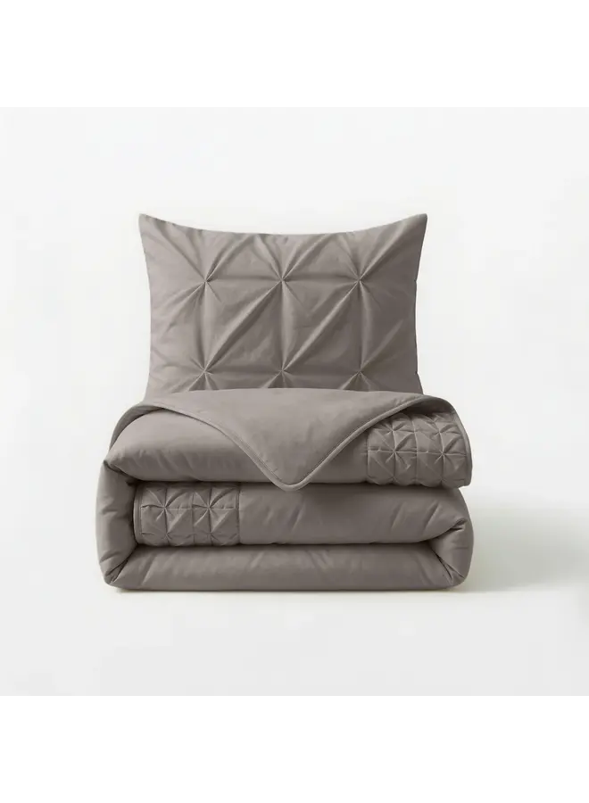 Sleeptime Dekbedovertrek Border Pintuck Taupe/Grijs - Microvezel