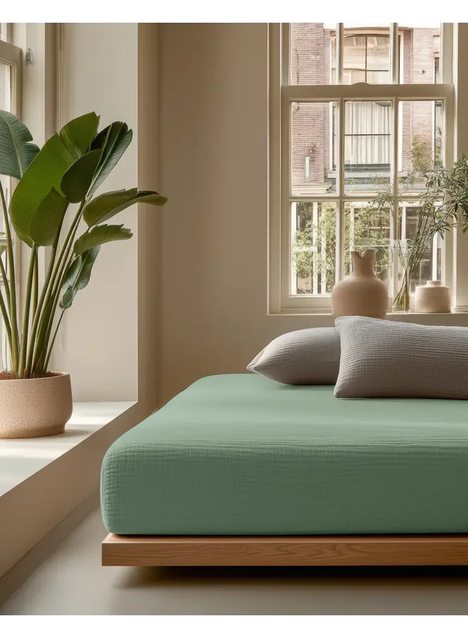 Dreamhouse Hoeslaken Groen - Mousseline Katoen