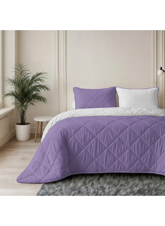 Sleeptime Lazy Dekbed Uni Beige/Lavendel - Inclusief Kussenslopen - Microvezel