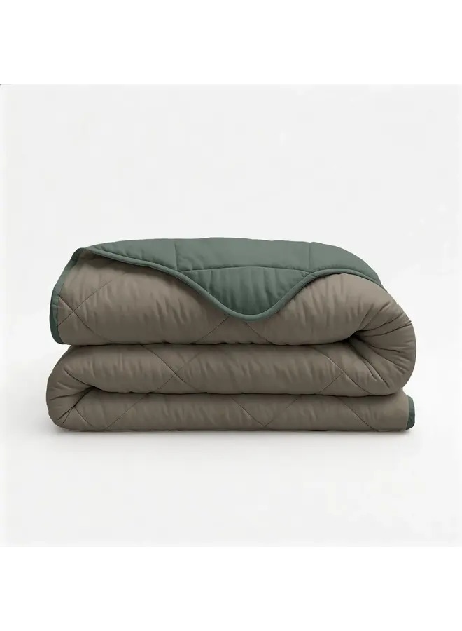 Sleeptime Lazy Dekbed Groen/Taupe- Met Kussenslopen - Microvezel