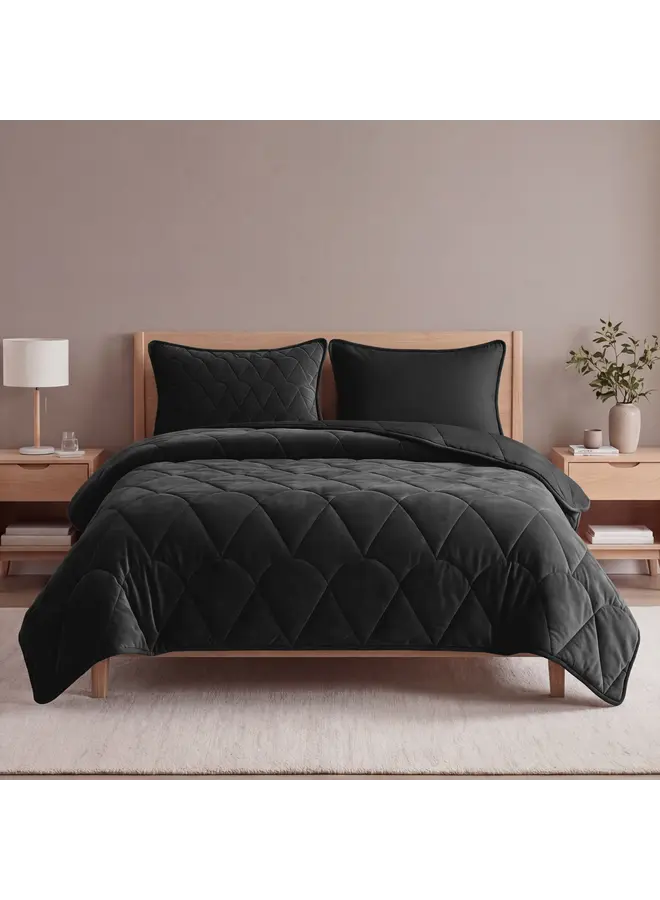 Sleeptime Lazy Dekbed Zwart - Met Kussenslopen - Velvet