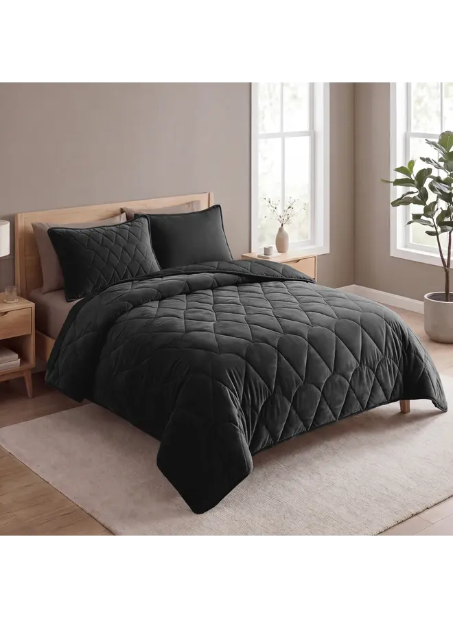 Sleeptime Lazy Dekbed Zwart - Met Kussenslopen - Velvet