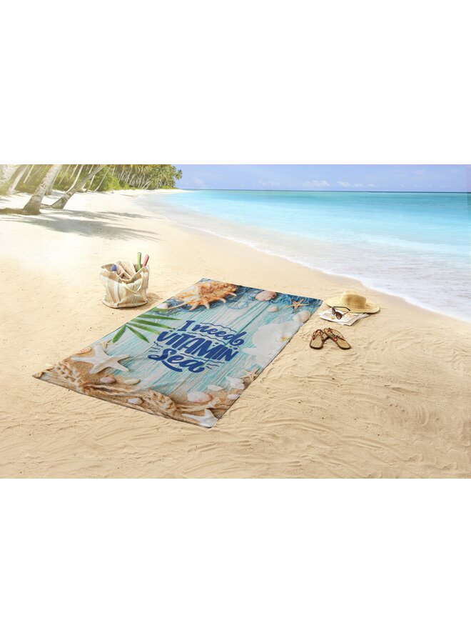 Good Morning Strandlaken Vitamin Sea Blauw - 100 x 180 - Velours