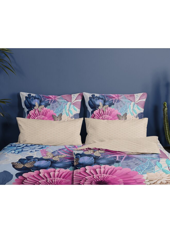 HIP Sierkussenhoes Nishell Blauw - Set Van 2 - 40 x 80 - Katoensatijn