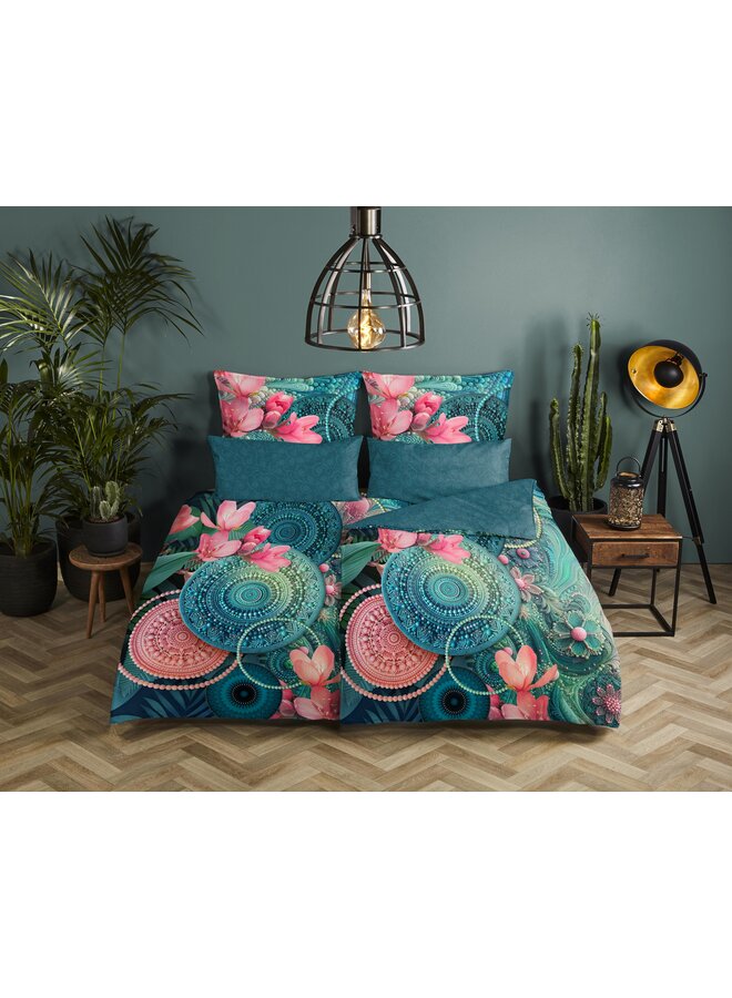 HIP Sierkussenhoes Zarha Petrol - Set Van 2 - 40 x 80 - Katoensatijn