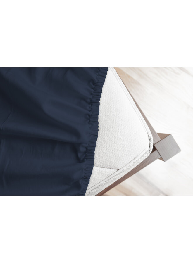 HIP Hoeslaken Donkerblauw - Katoensatijn
