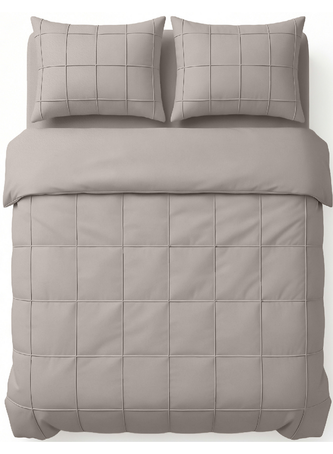 Sleeptime Dekbedovertrek Check Pintuck Taupe - Microvezel