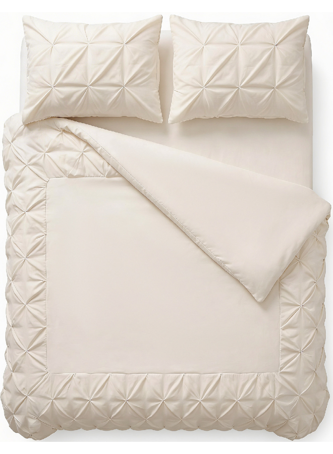 Dekbedovertrek Border Pintuck Beige - Microvezel