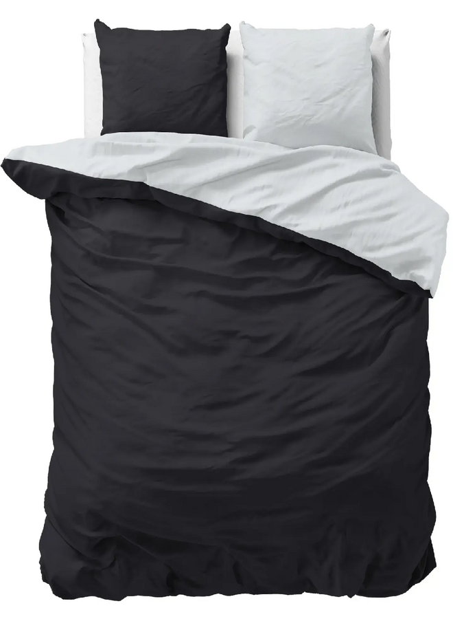 Sleeptime Dekbedovertrek Twin Face Zwart/Wit - Micropercal