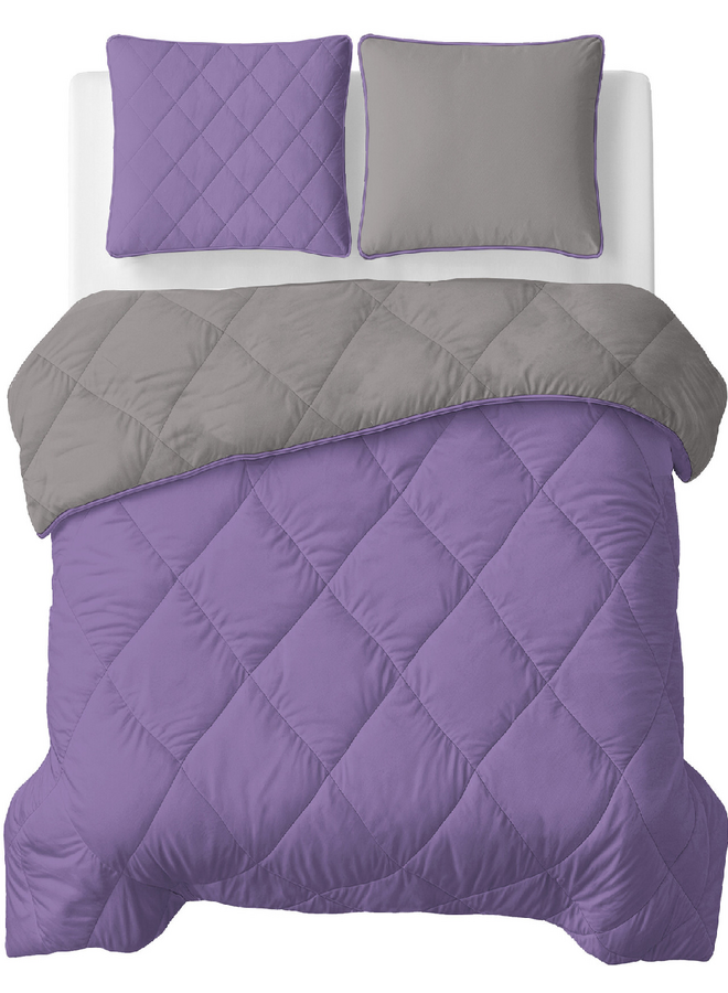 Lazy Dekbed Uni Lavendel/Taupe - Inclusief Kussenslopen - Microvezel