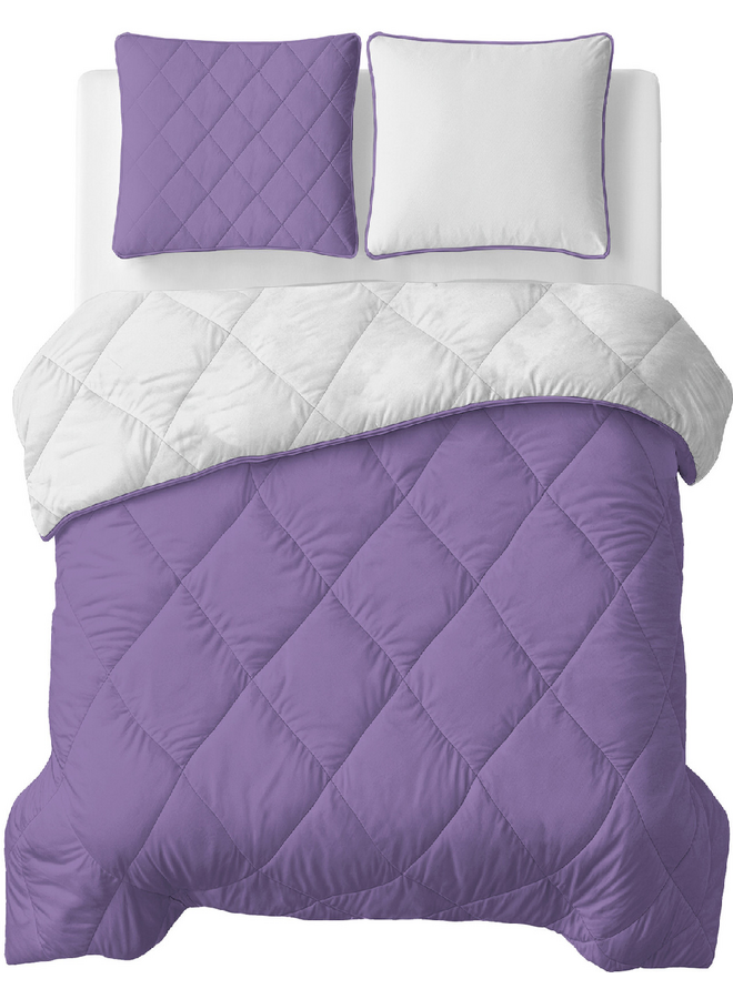Sleeptime Lazy Dekbed Uni Beige/Lavendel - Inclusief Kussenslopen - Microvezel