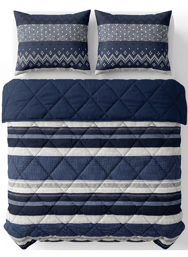 Lazy Dekbed Elisbeth Navy - Met Kussenslopen - Microvezel