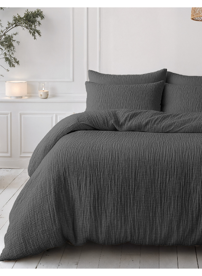 Sleeptime Lazy Dekbed Antraciet - Met Kussenslopen - Moussline Katoen