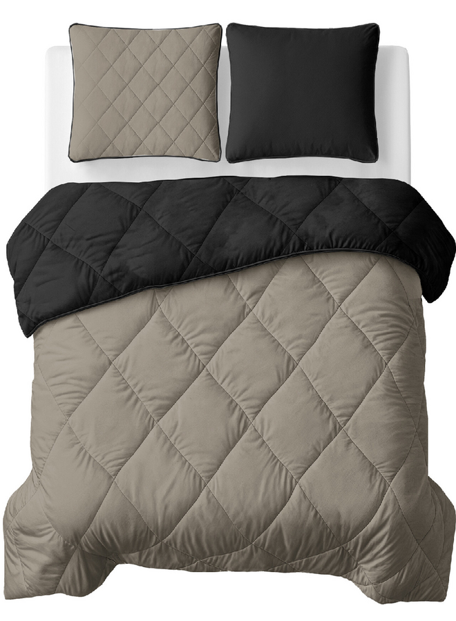Sleeptime Lazy Dekbed Taupe/Zwart - Met Kussenslopen - Microvezel
