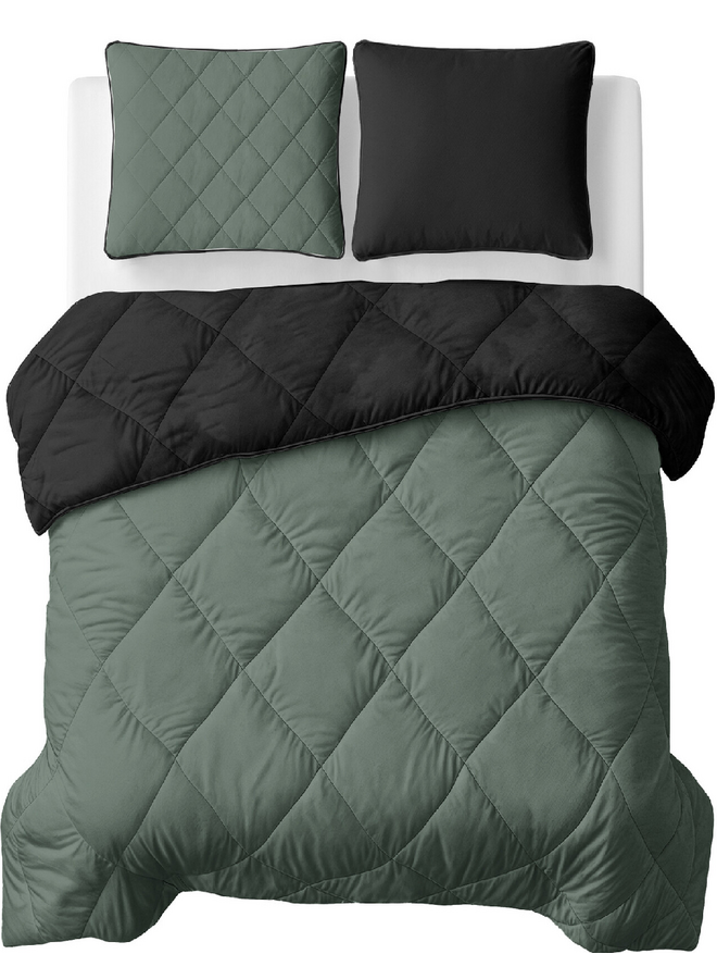 Sleeptime Lazy Dekbed Groen/Zwart - Met Kussenslopen - Microvezel