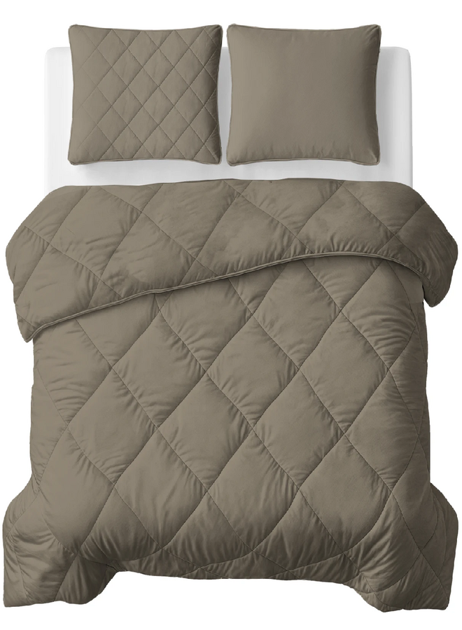 Lazy Dekbed Uni Taupe - Met Kussenslopen - Microvezel